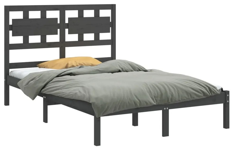 Estrutura de cama king 150x200 cm madeira maciça cinza