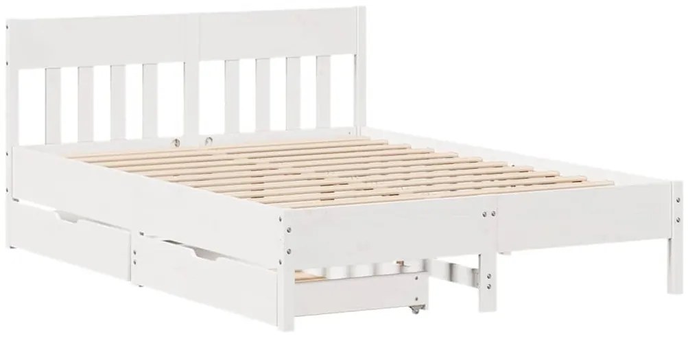 Cama sem colchão 160x200 cm madeira de pinho maciça branco
