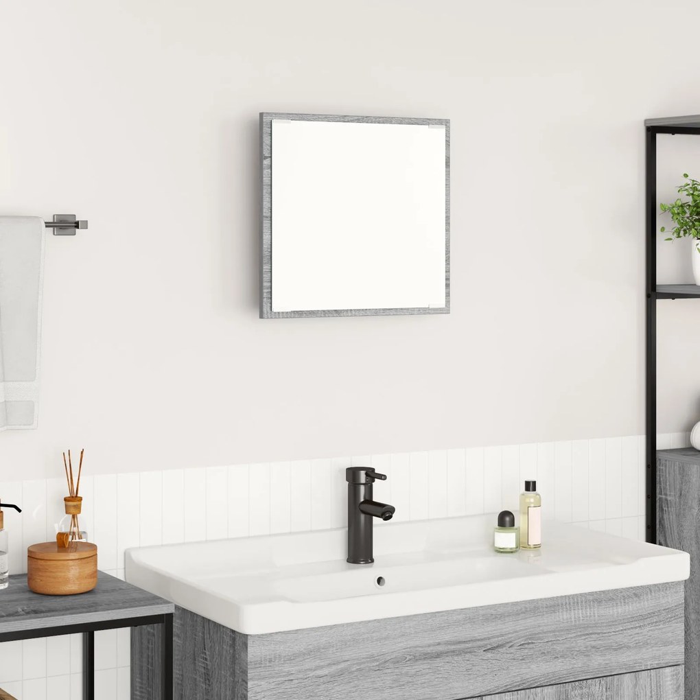 Espelho de Casa de Banho LED Cinza Sonoma 40x8.5x37 cm Madeira de Enge