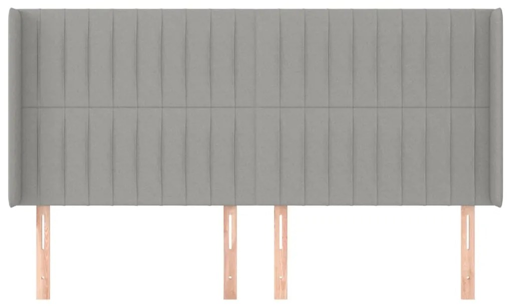 Cabeceira cama c/ abas tecido 183x16x118/128 cm cinzento-claro