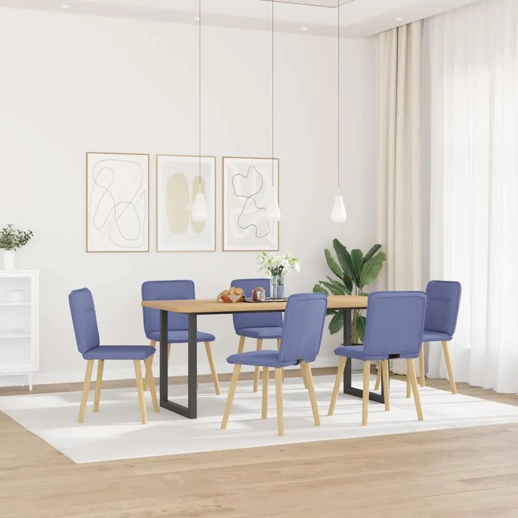 vidaXL Cadeiras de jantar 6 pcs Jeans Tecido Azul