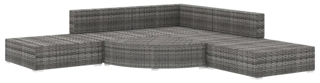 6 pcs conjunto lounge de jardim c/ almofadões vime PE cinzento