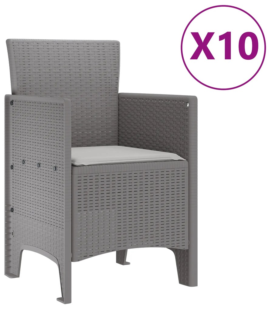 Conjunto de Jantar de Jardim vidaXL de 11 Peças com Almofadas Cinzento