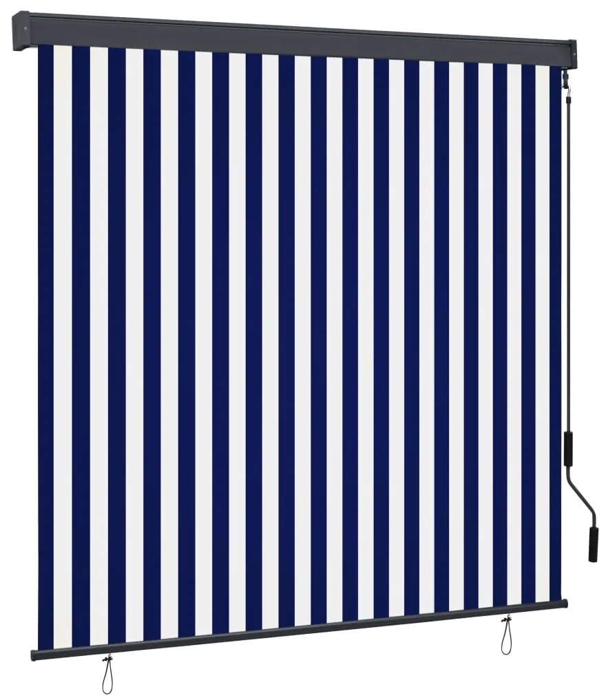 Estore de rolo para exterior 160x250 cm azul e branco