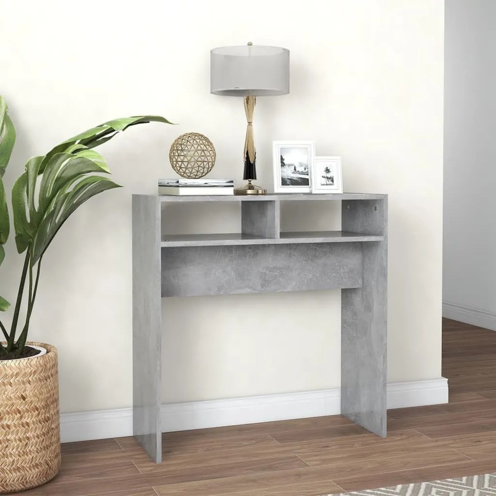 Mesa consola 78x30x80 cm derivados de madeira cinzento cimento