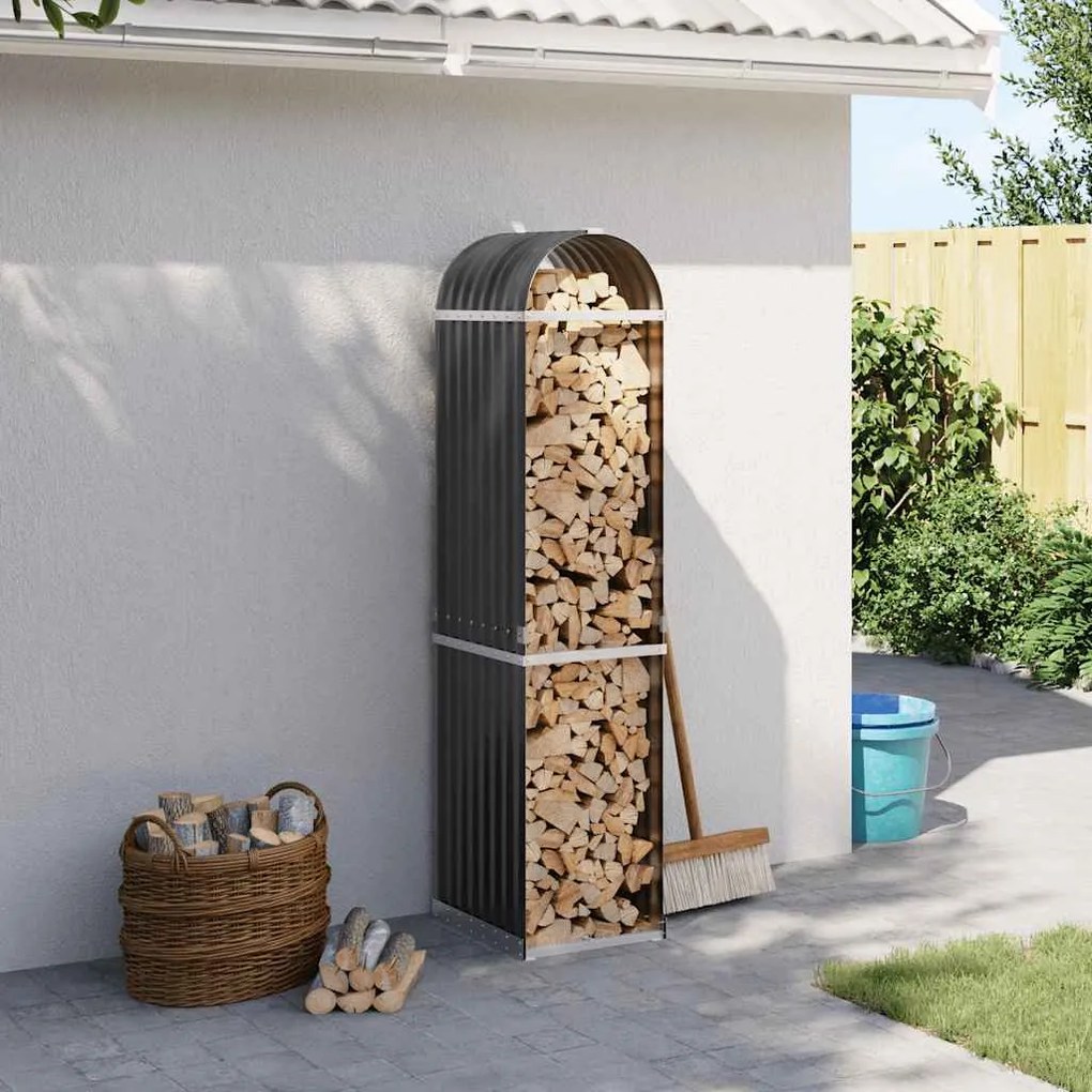 vidaXL Suporte para lenha 40x45x170 cm Antracite Aço galvanizado