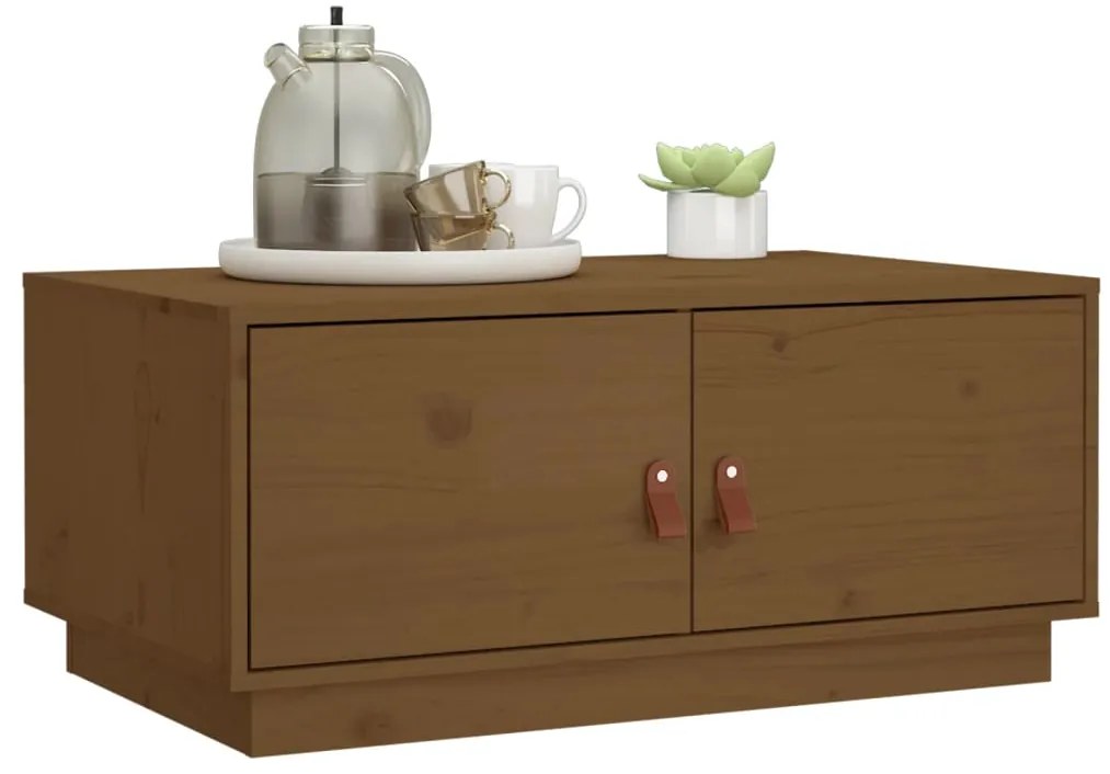 Mesa de centro 80x50x35 cm pinho maciço castanho mel
