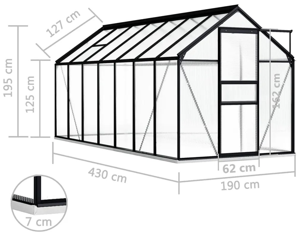 Estufa com base alumínio antracite 8,17 m²