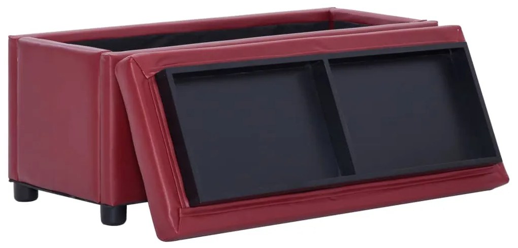 Banco de arrumação 87,5 cm couro artificial vermelho tinto