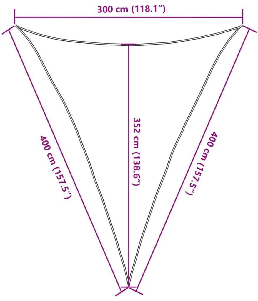 Para-sol estilo vela 160 g/m² 3x4x4m PEAD castanho