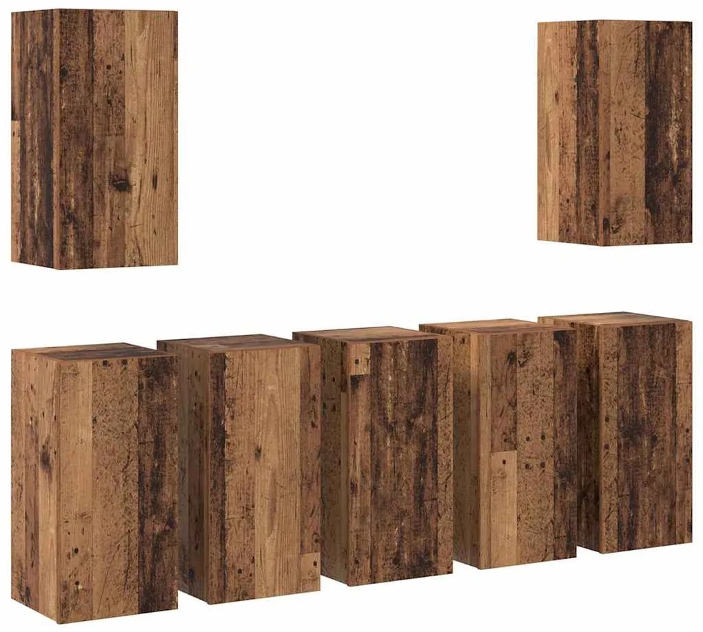 Conjunto de móvel de TV 7 pcs Madeira antiga 30.5 x 30 x 60 cm