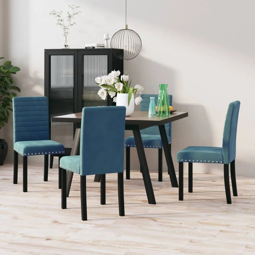 vidaXL Cadeiras de jantar 4 pcs veludo azul