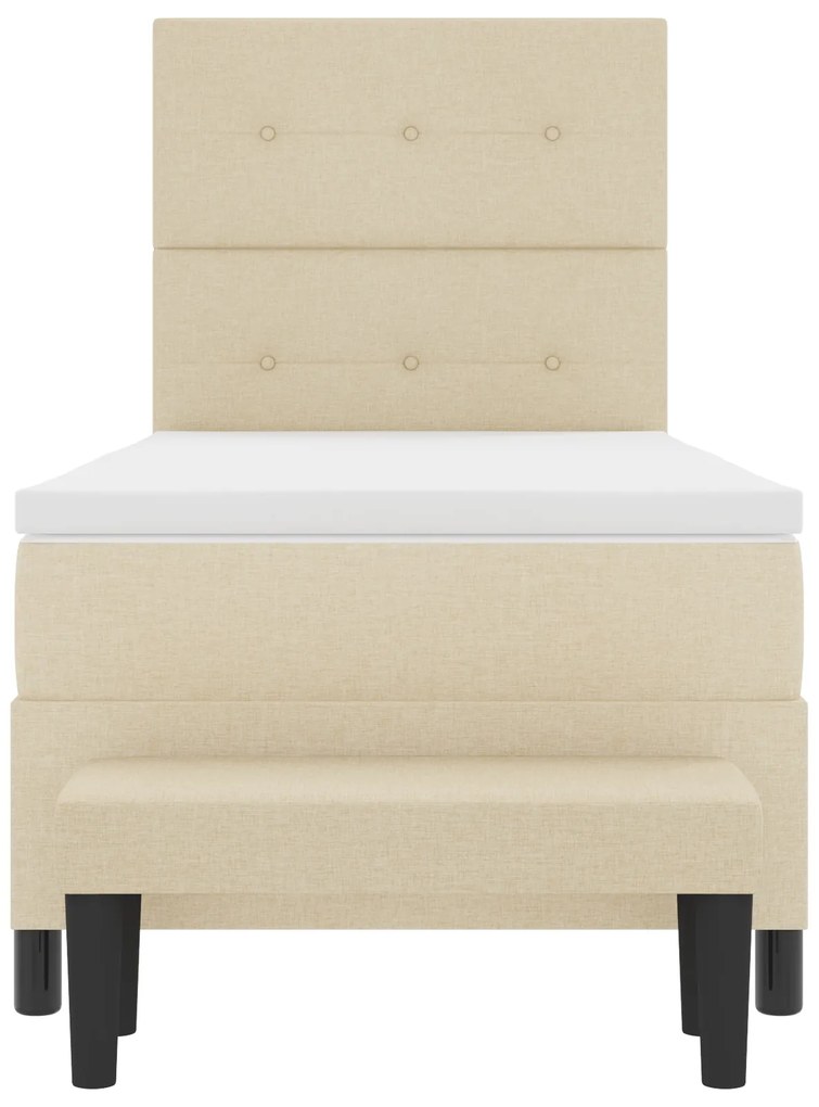 Cama Box Spring com Colchão e Banco Bege 80x200 cm Tecido
