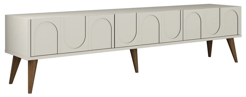 Móvel de TV "Lyon" – 180x44x35 cm – Creme e Nogueira - Design Moderno