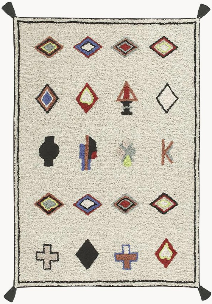 Tapete infantil lavável artesanal em algodão de pelo curto Naador