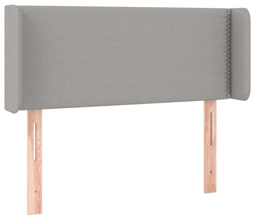 Cabeceira de cama c/ luzes LED tecido 83x16x78/88cm cinza-claro
