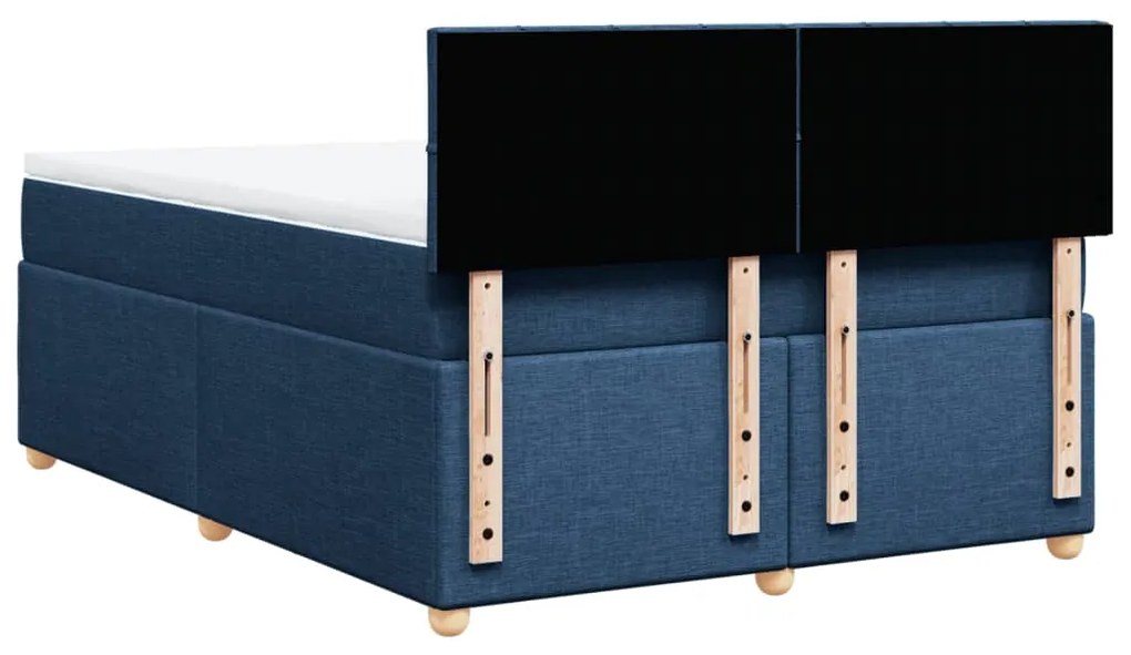 Cama com molas/colchão 140x200 cm tecido azul
