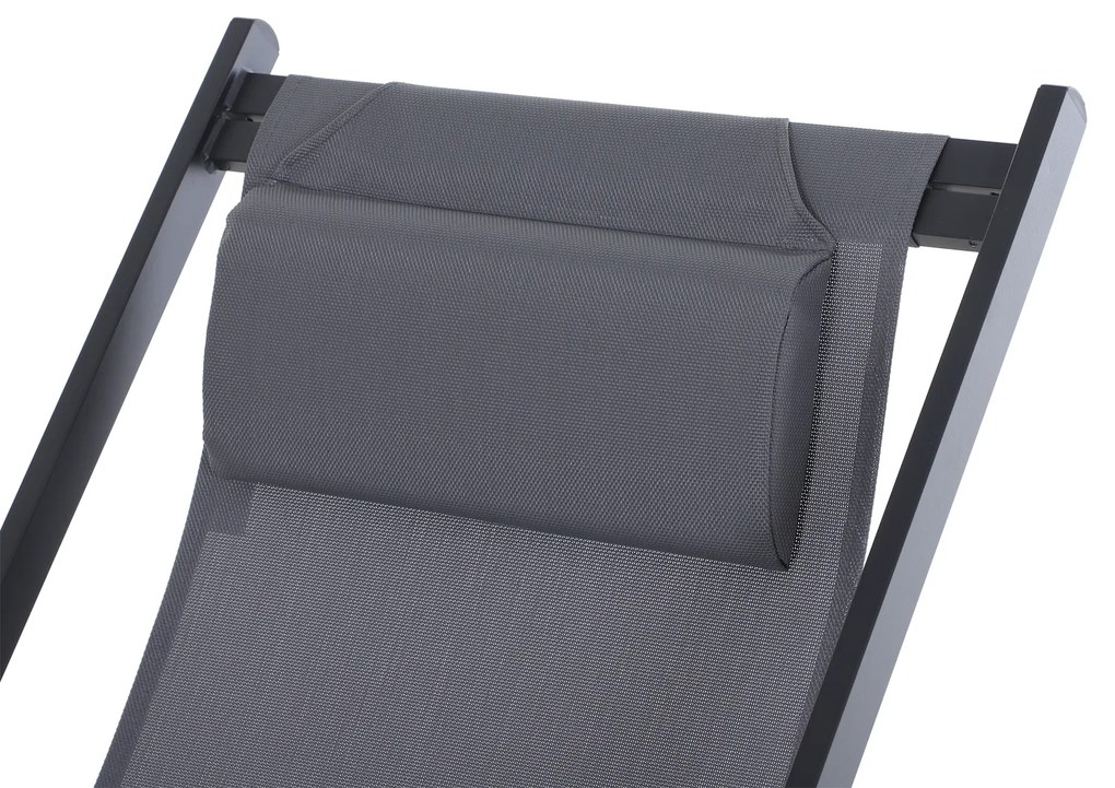 Outsunny Conjunto de 2 Espreguiçadeiras Dobráveis com Encosto Reclinável em 5 Posições e Apoio para a Cabeça Acolchoado 96,5x58x91,5cm Cinza Escuro
