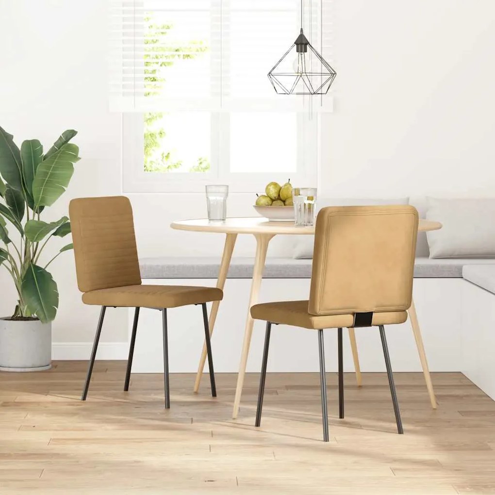 Cadeiras de jantar 2 pcs veludo castanho