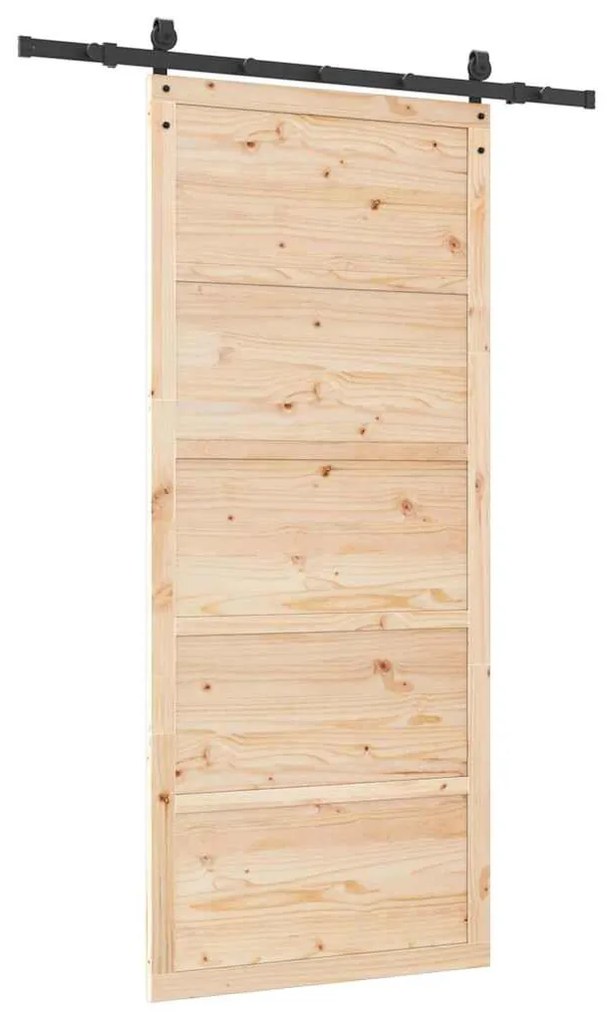 Porta Deslizante Castanho 80 x 208 cm Madeira de pinho maciça