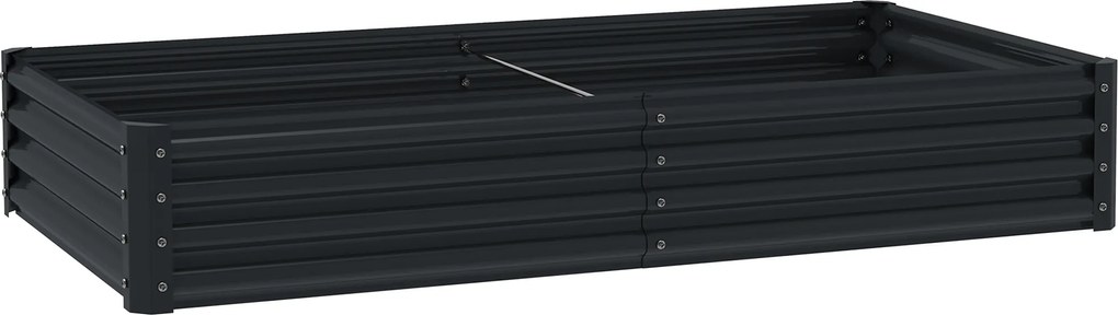 Caixa de Plantação de Aço Galvanizado para Cultivar Plantas Flores Floreira Grande de Exterior Retangular com Fundo Aberto 180x90x30 cm Cinzento Escur