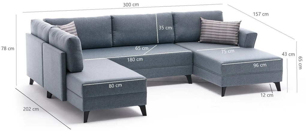 Sofá-Cama de Canto Belen – Castanho – 300x78x202 cm