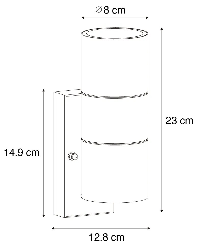 Candeeiro de parede exterior preto AR70 de 2 luzes com sensor claro-escuro - Duo Moderno