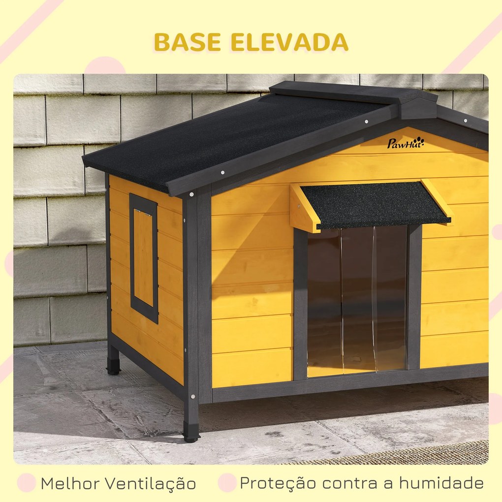 PawHut Casa para Cães de Madeira 97x72x65 cm Casa para Animais de Esti