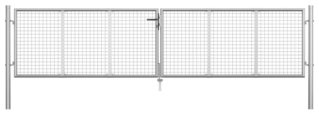 vidaXL Portão de jardim em aço galvanizado 400 x 75 cm cor prata