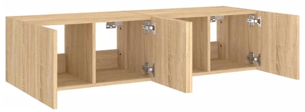 Móveis de parede para TV com luzes LED 2 pcs carvalho sonoma
