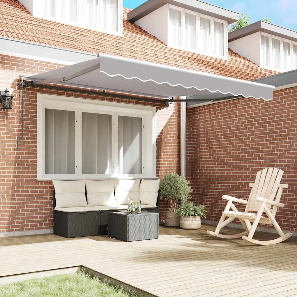 Toldo Retrátil Manual Cinzento-claro 300x250 cm Tecido