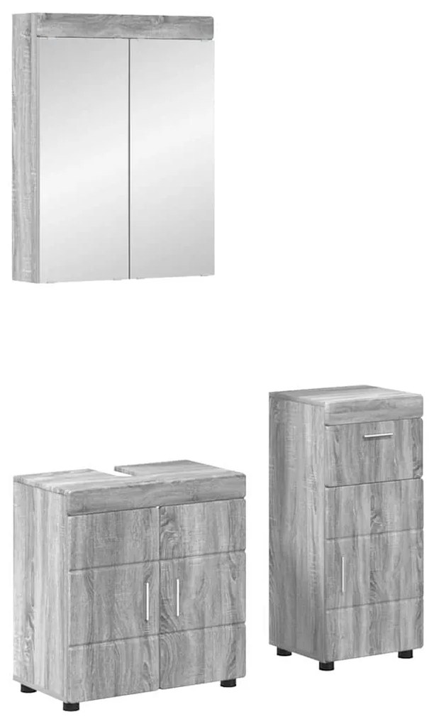 vidaXL Conjunto de Móveis para Banheiro com gaveta TULUM Cinza Sonoma