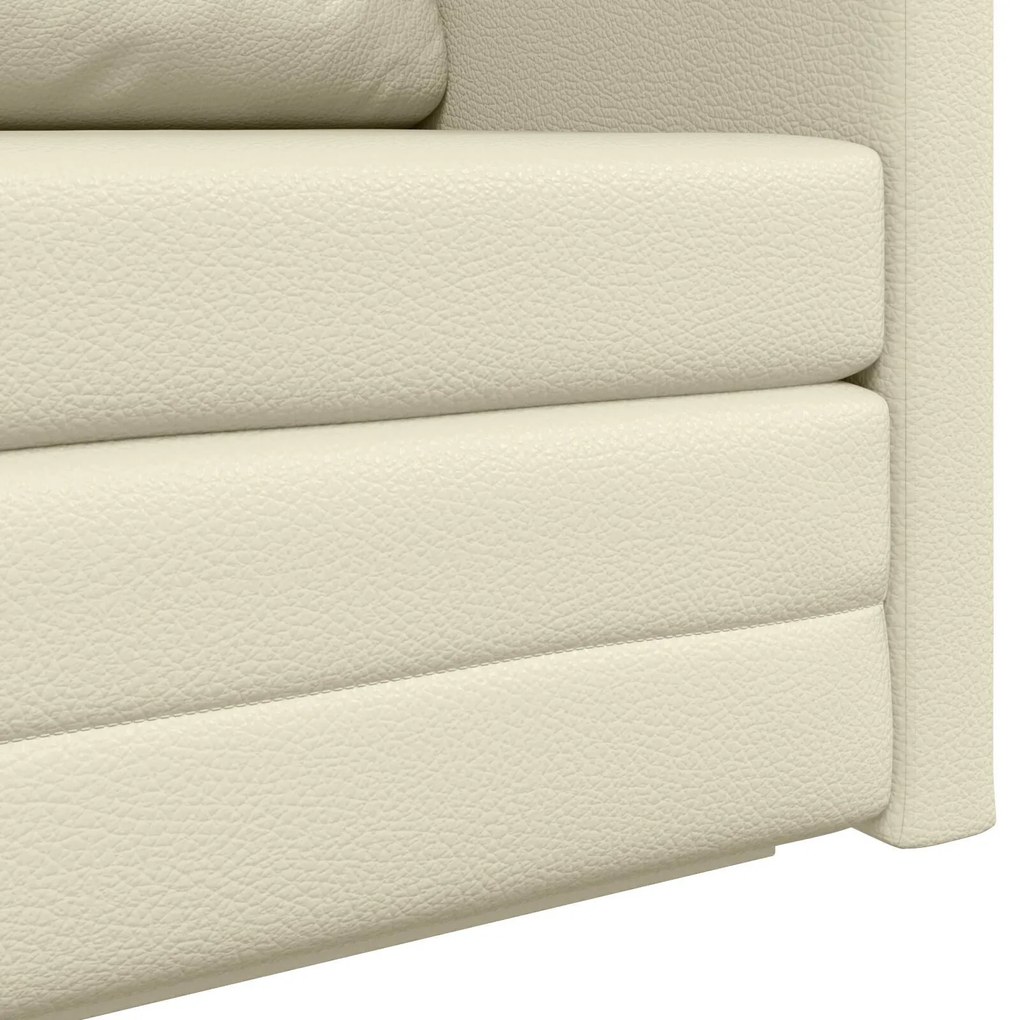 Sofá-camas 2-em-1 Creme 124x71x78 cm Couro Sintético