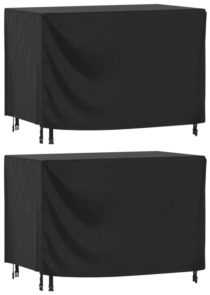 Capas móveis de jardim 2pcs 140x70x90 cm impermeável 420D preto