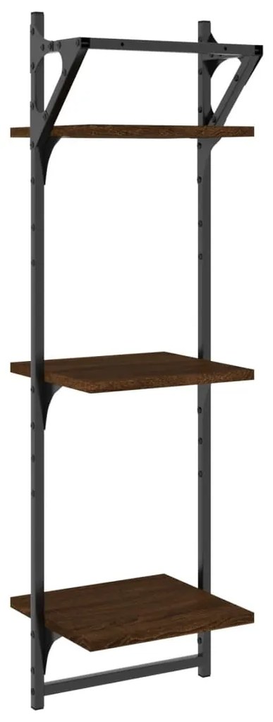 Estante 3 prat. c/ barras 2 pcs 30x25x100 cm carvalho castanho