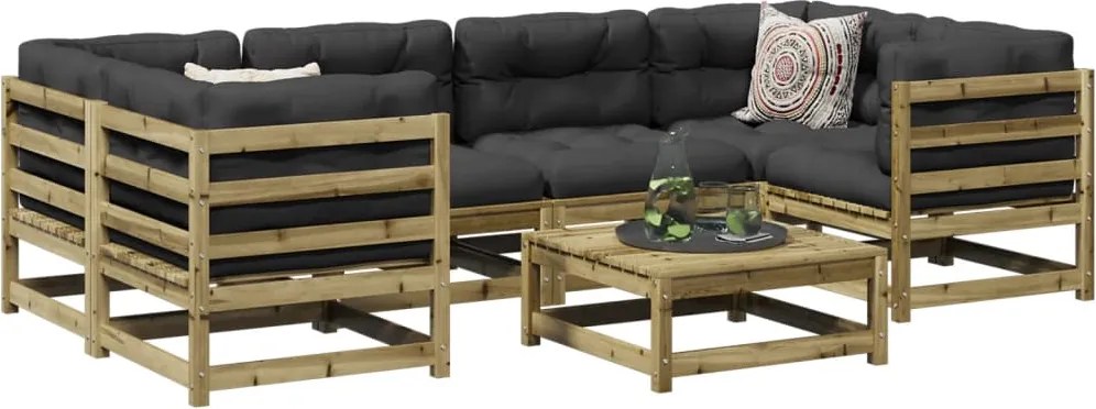 vidaXL 7 pcs conjunto sofás jardim madeira de pinho impregnada