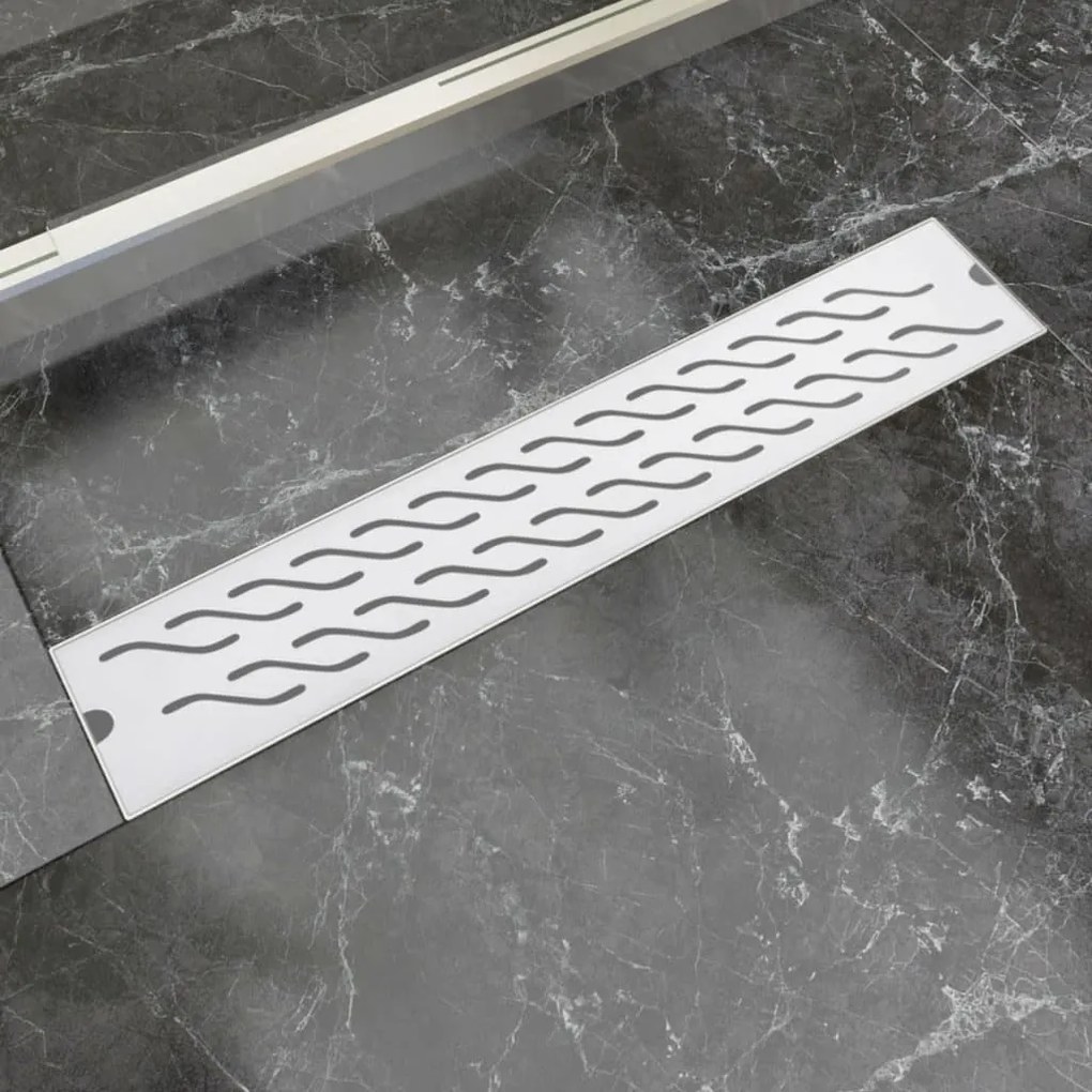 142184 vidaXL Dreno de chuveiro linear onda 630x140 mm aço inoxidável