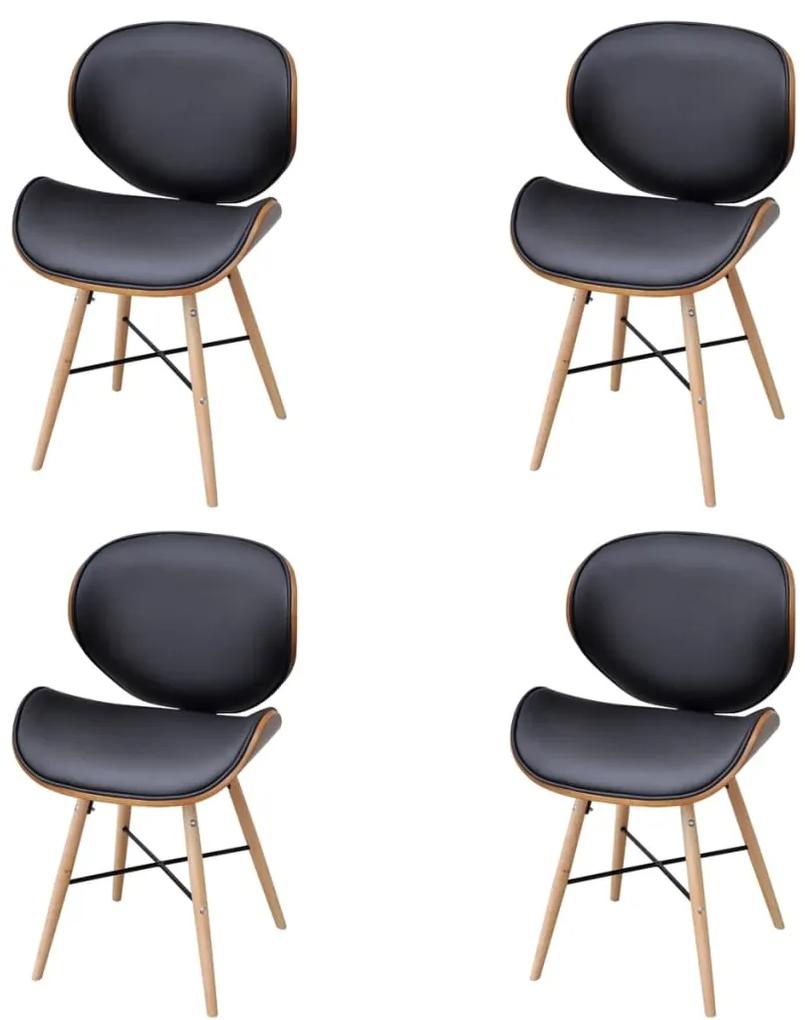 Cadeiras jantar 4 pcs madeira curvada e couro artificial