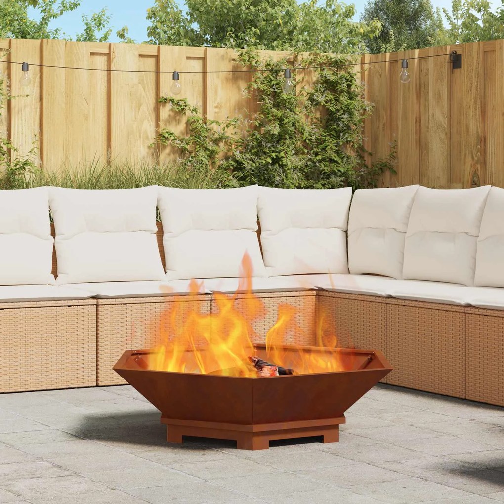 vidaXL Fire Pit Castanho 100 x 100 x 28 cm