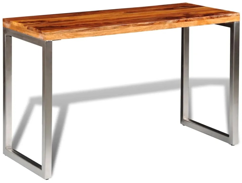 Mesa de jantar/escritório pernas de aço madeira maciça