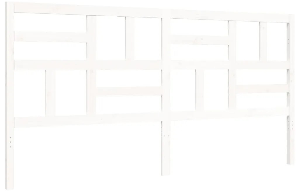 Estrutura de cama com cabeceira 200x200cm madeira maciça branco