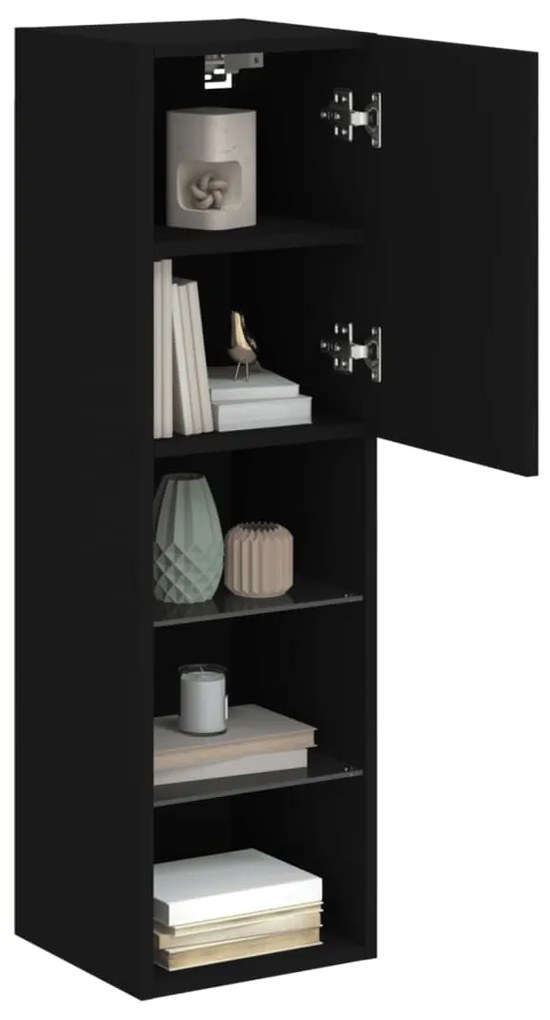 Móvel de TV com luzes LED 30,5x30x102 cm preto