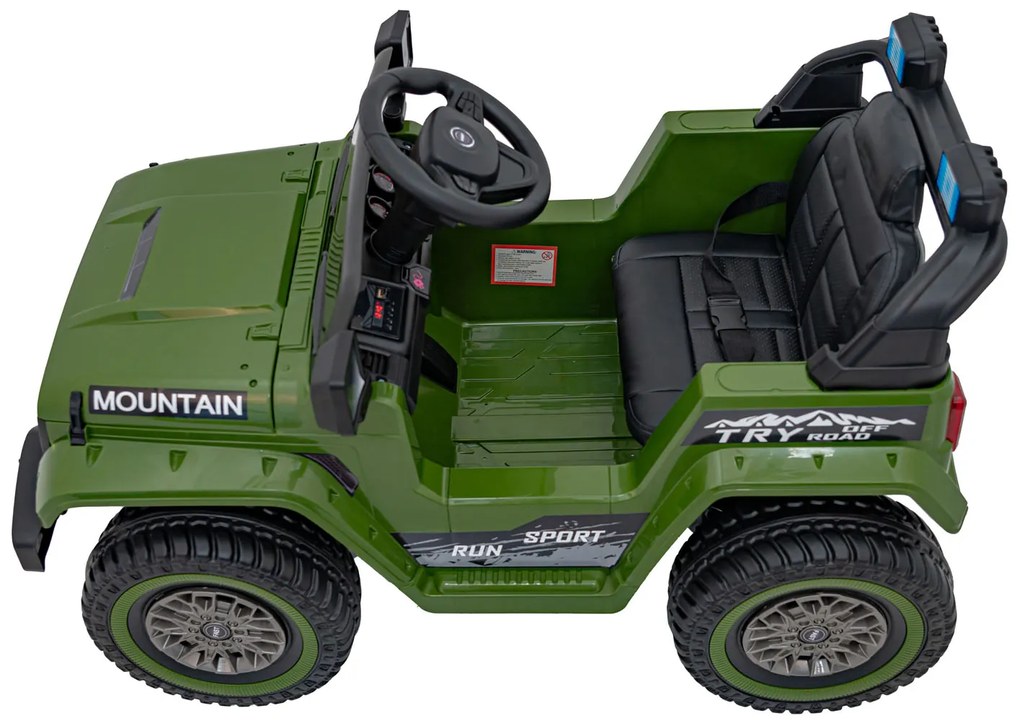 Carro elétrico para Crianças Off Road MOUNTAIN 12V Rodas Espuma EVA, Assento Couro ecológico Verde