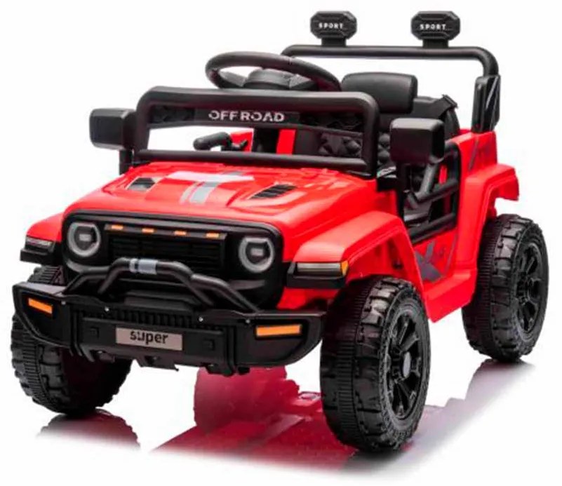 Jipe elétrico para crianças OFFROAD NEW, bateria de lítio, chassis alto, banco largo, suspensão nas rodas traseiras, controlo remoto de 2,4 GHz, leito