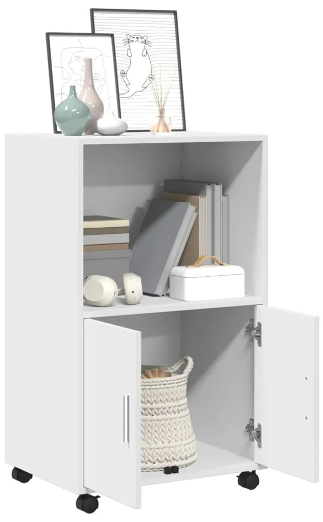 Móvel com rodas 55x40x91 cm derivados de madeira branco