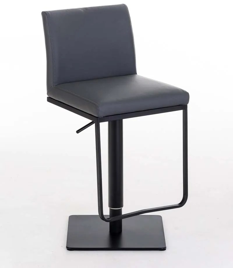 Banco de bar Panama em couro sintético e com estrutura preta 42 x 86-109 x 44 cm Cinzento