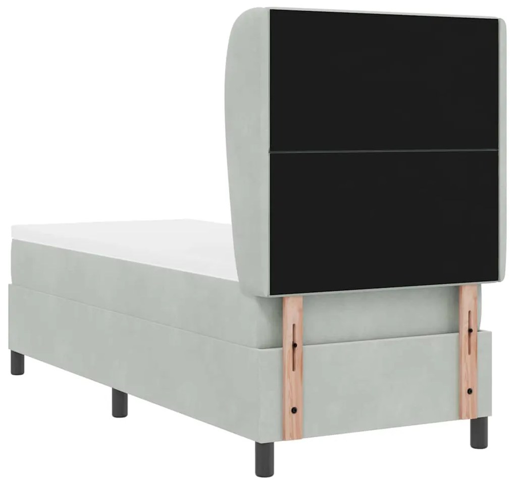 Cama com Estrado e Colchão Cinzento-claro 80x200 cm em Veludo