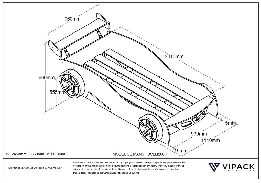 Cama Carro para Crianças LEMANS Vermelha