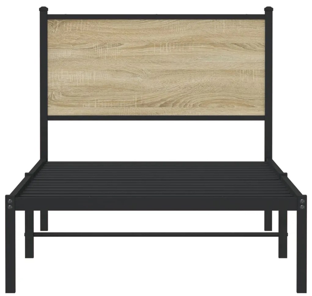 Estrutura de cama sem colchão 80x200 cm metal carvalho sonoma
