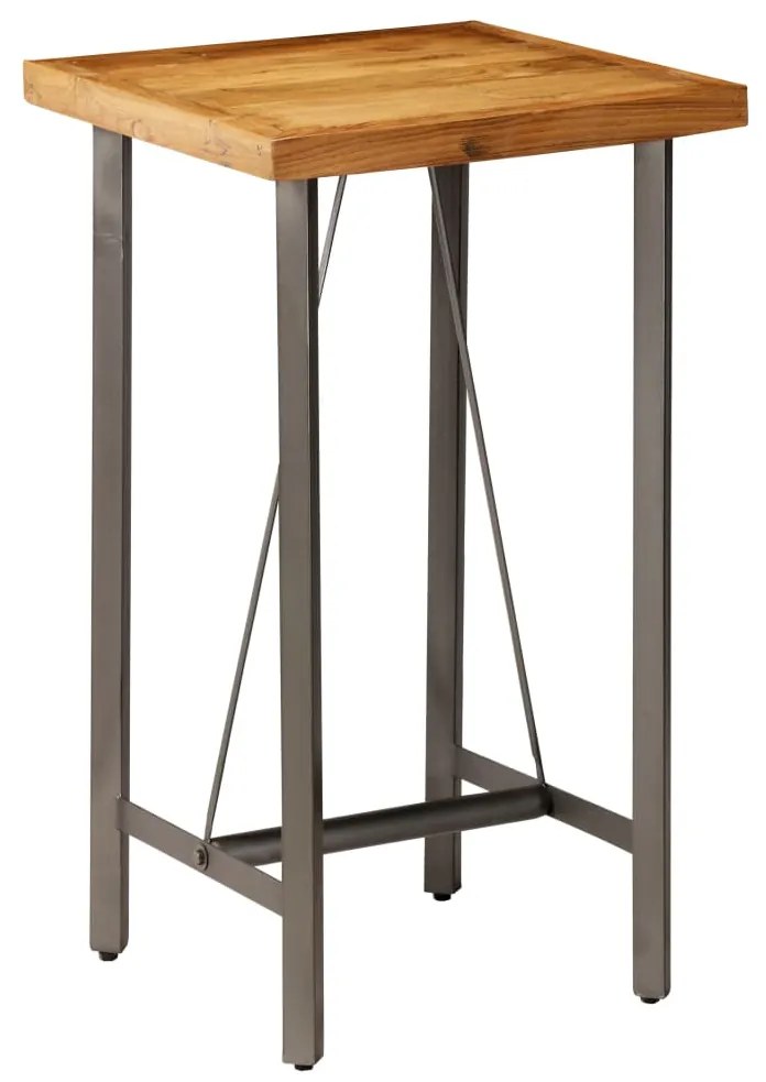 Mesa de bar em madeira de teca recuperada maciça 60x60x107 cm